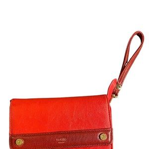 TUTILO New York Red Wristlet/Wallet Handbag 100% Vegan Leather